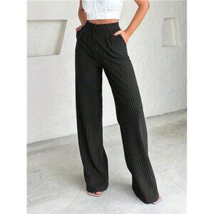 Women Striped Navy Blue Pants